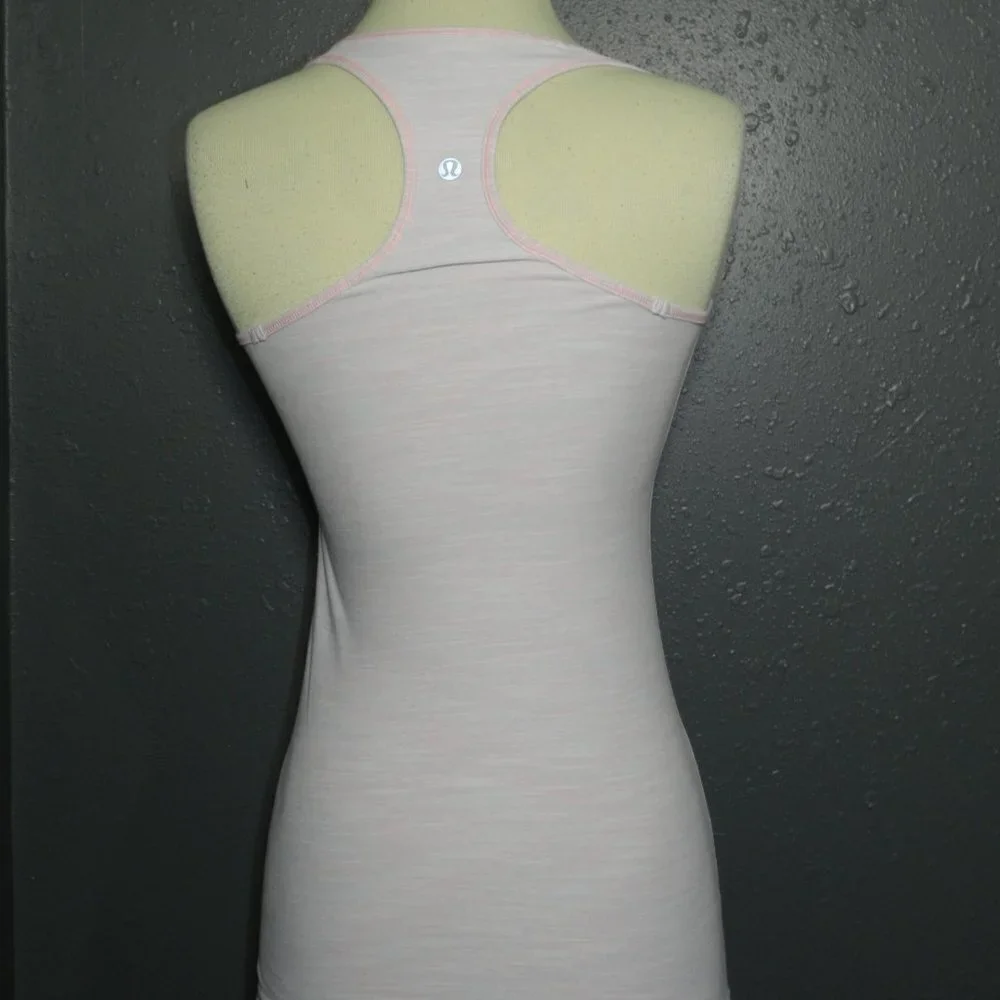 Lululemon Women Barely Pink Racerback Workout Tank Top Size 13 Inches Pit To Pit - Picture 5 of 7
